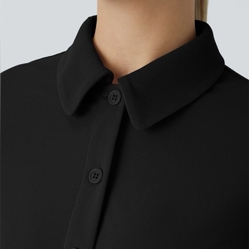 NWT Halara Collared Button Long Sleeve Drawstring… - image 3